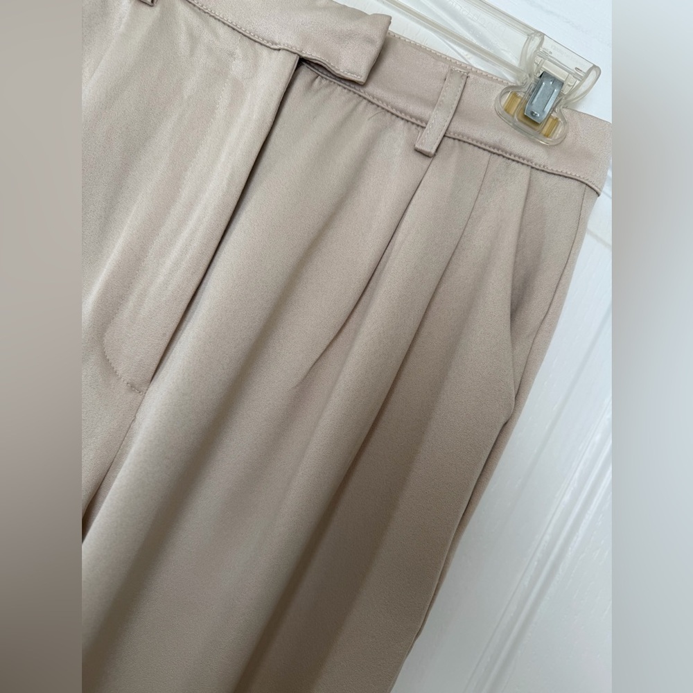 Princess Polly Champagne Beige Satin Huxley Pants, Size 4